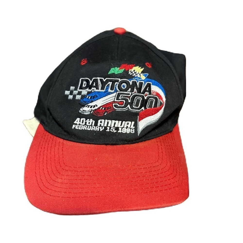 Daytona 500 40th 1998 NASCAR Race SnapBack Hat Vintage Red Black